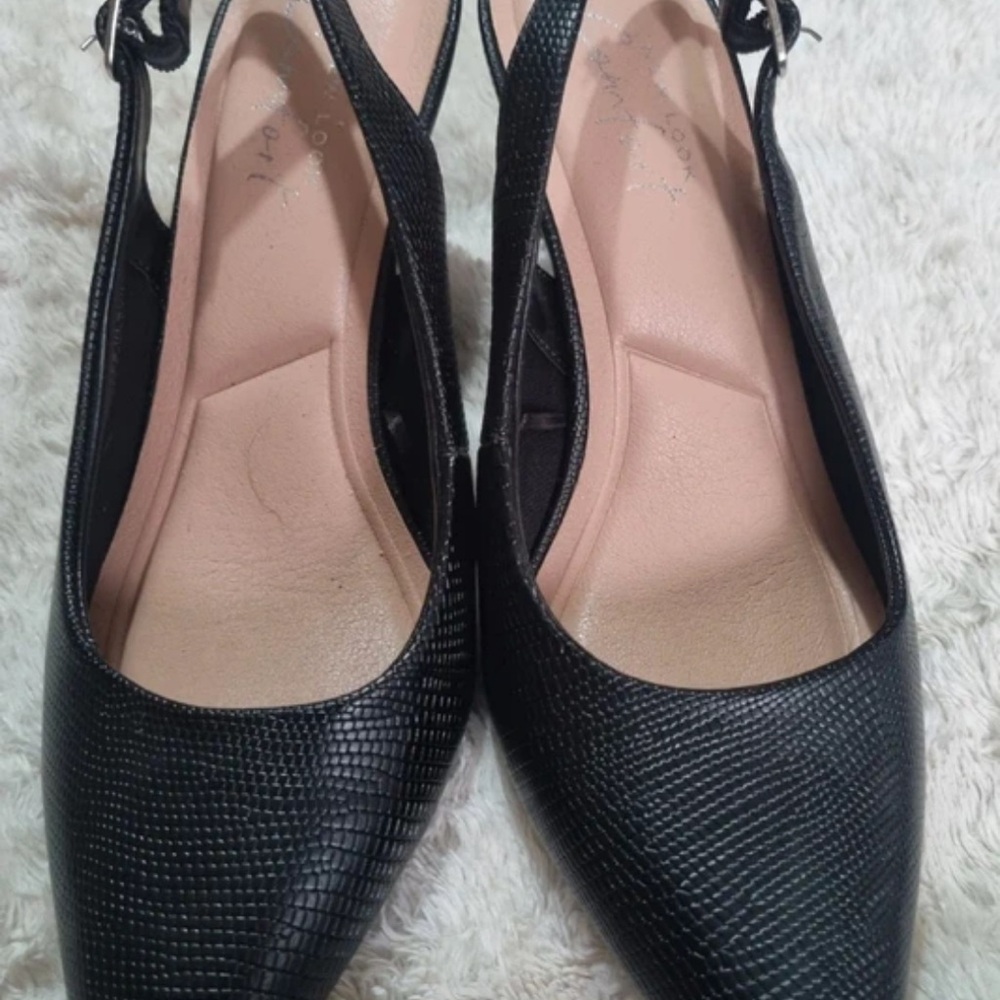 New Look Black Patterned Slingback Heels